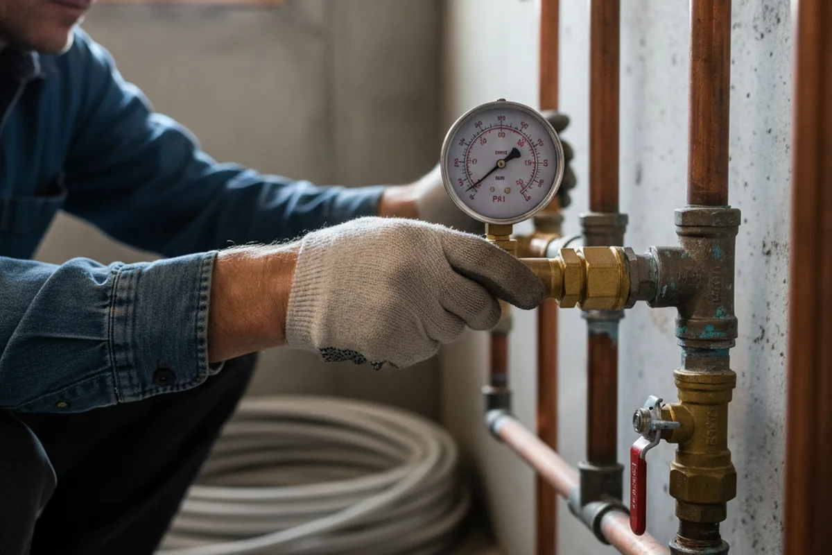 Pressure testing a repaired line during Water Line Repair in Shelbyville